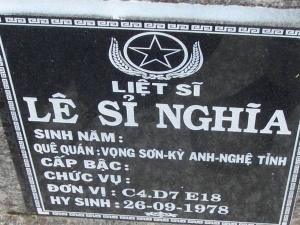 Nhắn tìm thân nhân liệt sỹ  Lê Sỉ Nghĩa