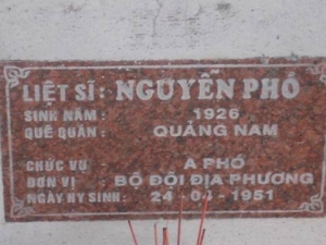 Nhắn tìm thân nhân liệt sỹ  Nguyễn Phó