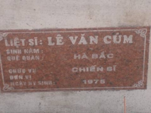 Nhắn tìm thân nhân liệt sỹ Lê Văn Cúm