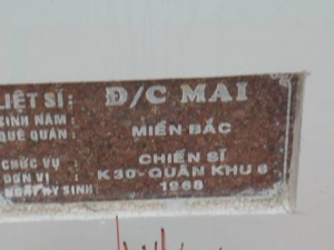 Nhắn tìm thân nhân liệt sỹ Mai