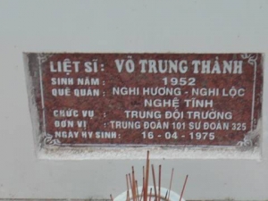 Nhắn tìm thân nhân liệt sỹ  Võ Trung Thành