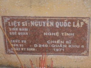 Nhắn tìm thân nhân liệt sỹ  Nguyễn Quốc Lập