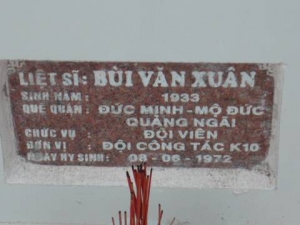 Nhắn tìm thân nhân liệt sỹ Bùi Văn Xuân
