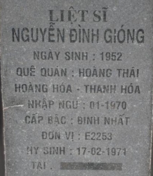 Tìm thân nhân liệt sĩ Nguyễn Đình Gióng