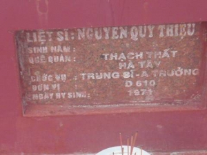 Nhắn tìm thân nhân liệt sỹ  Nguyễn Quý Thiệu