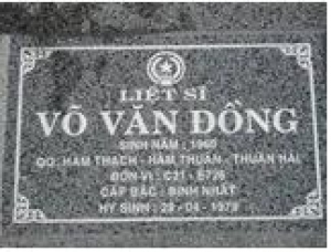 Tìm thân nhân liệt sĩ Võ Văn Đồng