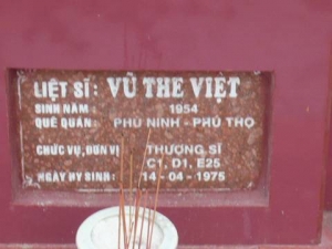 Nhắn tìm thân nhân liệt sỹ Vũ The Việt