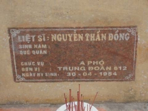 Nhắn tìm thân nhân liệt sĩ Nguyễn Thần Đồng