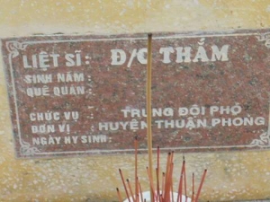 Nhắn tìm thân nhân liệt sĩ Thắm