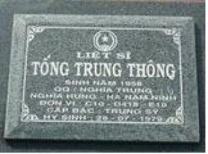 Tìm thân nhân liệt sĩ Tống Trung Thông