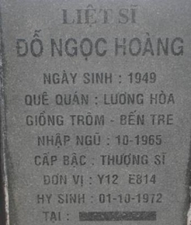 Tìm thân nhân liệt sĩ Đỗ Ngọc Hoàng