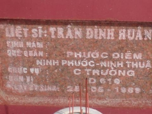 Nhắn tìm thân nhân liệt sỹ Trần Đình Huân