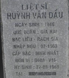 Tìm thân nhân liệt sĩ Huỳnh Văn Dầu