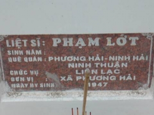Nhắn tìm thân nhân liệt sỹ  Phạm Lớt