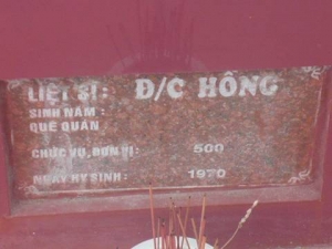 Nhắn tìm thân nhân liệt sĩ Hồng