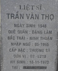 Tìm thân nhân liệt sĩ Trần Văn Thọ