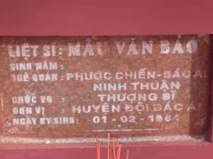 Nhắn tìm thân nhân liệt sỹ Mầu Văn Bảo