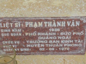 Nhắn tìm thân nhân liệt sỹ Phạm Thành Văn