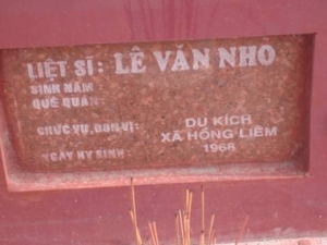Nhắn tìm thân nhân liệt sĩ Lê Văn Nho
