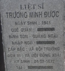 Tìm thân nhân liệt sĩ Trương Minh Được