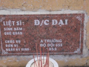 Nhắn tìm thân nhân liệt sĩ Đại