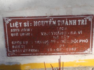 Nhắn tìm thân nhân liệt sỹ  Nguyễn Thành Trì