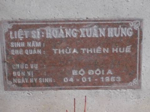 Nhắn tìm thân nhân liệt sỹ  Hoàng Xuân Hưng