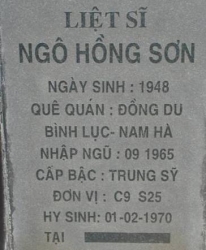 Tìm thân nhân liệt sĩ Ngô Hồng Sơn