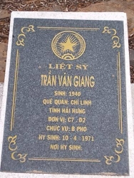 Nhắn tìm thân nhân liệt sỹ Trần Văn Giang 