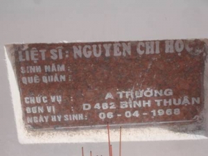 Nhắn tìm thân nhân liệt sĩ Nguyễn Chi Học