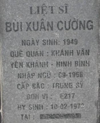 Tìm thân nhân liệt sĩ Bùi Xuân Cường