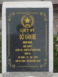 Nhắn tin tìm thân nhân liệt sĩ Đỗ Văn Be