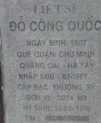 Tìm thân nhân liệt sĩ Đỗ Công Quốc