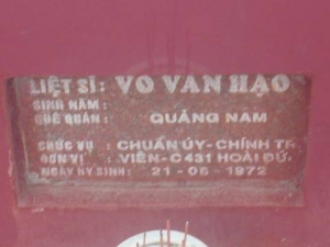 Nhắn tìm thân nhân liệt sỹ  Võ Văn Hạo