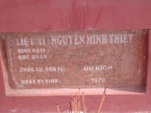 Nhắn tìm thân nhân liệt sĩ Nguyễn Minh Thiệt