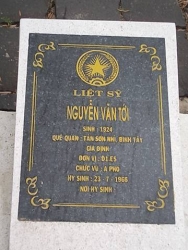 Nhắn tin tìm thân nhân liệt sỹ Nguyễn Văn Tới