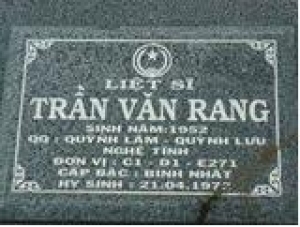 Tìm thân nhân liệt sĩ Trần Văn Rang