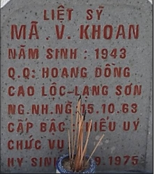 Tìm thân nhân liệt sĩ Mã Văn Khoan