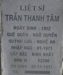 Tìm thân nhân liệt sĩ Trần Thanh Tâm