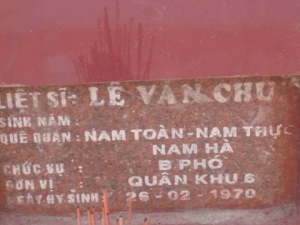 Nhắn tìm thân nhân liệt sỹ Lê Văn Chu