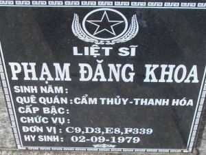 Nhắn tìm thân nhân liệt sỹ  Phạm Đăng Khoa
