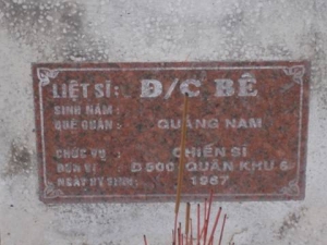 Nhắn tìm thân nhân liệt sỹ Bê