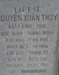 Tìm thân nhân liệt sĩ Nguyễn Xuân Thụy