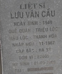 Tìm thân nhân liệt sĩ Lưu Văn Cầu