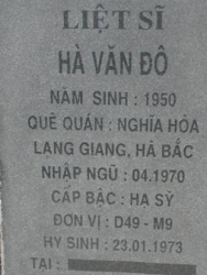 Tìm thân nhân liệt sĩ Hà Văn Đô