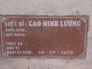 Nhắn tìm thân nhân liệt sĩ Cao Minh Lương