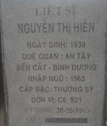 Tìm thân nhân liệt sĩ Nguyễn Thị Hiền