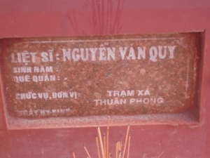 Nhắn tìm thân nhân liệt sĩ Nguyễn Văn Quy