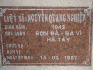 Nhắn tìm thân nhân liệt sỹ  Nguyễn Quang Nghiệp