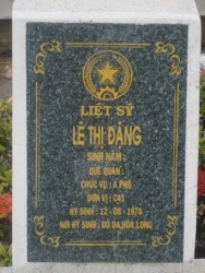 Nhắn tin tìm thân nhân liệt sỹ Lê Thị Đặng